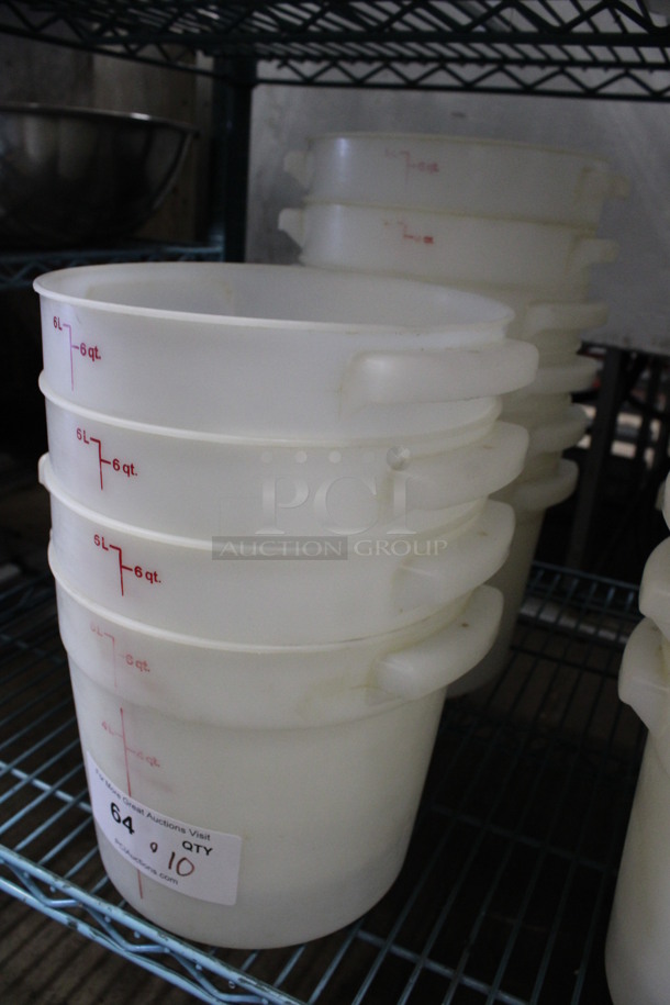 ALL ONE MONEY! Lot of 10 White Poly 6 Quart Containers! 10.5x9x8 - Image 2 of 3