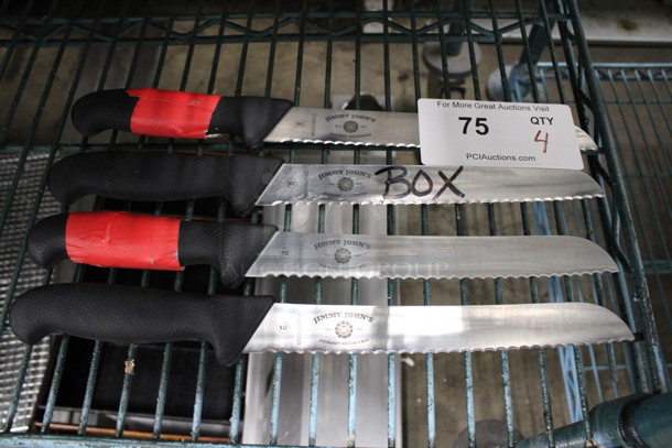 4 Stainless Steel Perforated Knives. 13.5