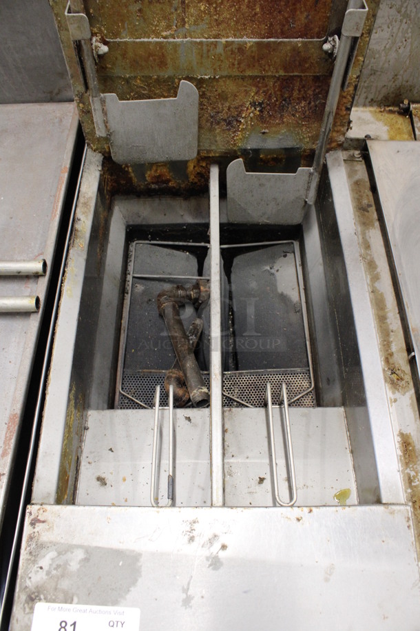 Frymaster Model MJ1472EBLSD Stainless Steel Commercial Floor Style Natural Gas Powered Deep Fat Fryer on Commercial Casters. 63,500 BTU. 15.5x34x56 - Image 2 of 7