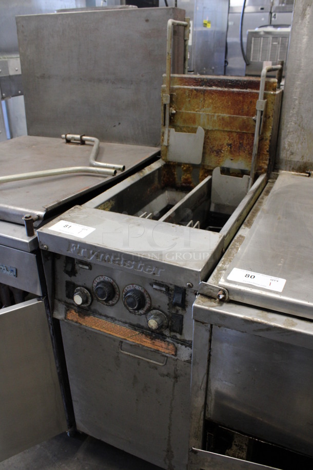 Frymaster Model MJ1472EBLSD Stainless Steel Commercial Floor Style Natural Gas Powered Deep Fat Fryer on Commercial Casters. 63,500 BTU. 15.5x34x56 - Image 3 of 7