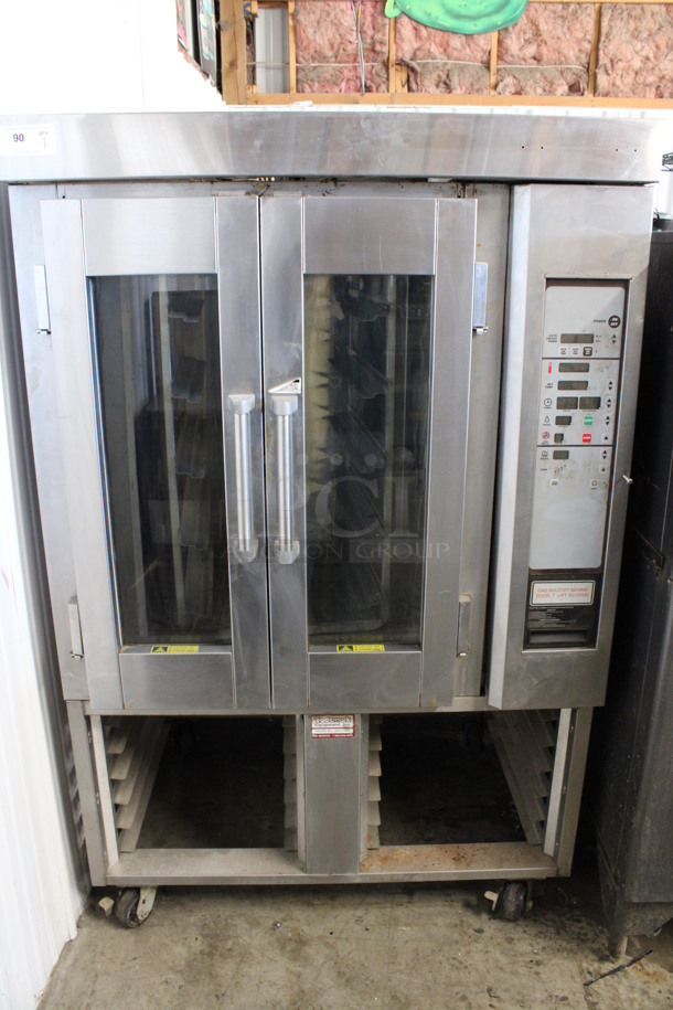 Hobart/Baxter Stainless Steel Commercial Natural Gas Powered Mini Rotating Rack Oven w/ Lower Double Pan Rack on Commercial Casters. 48x35x75 - Image 1 of 8