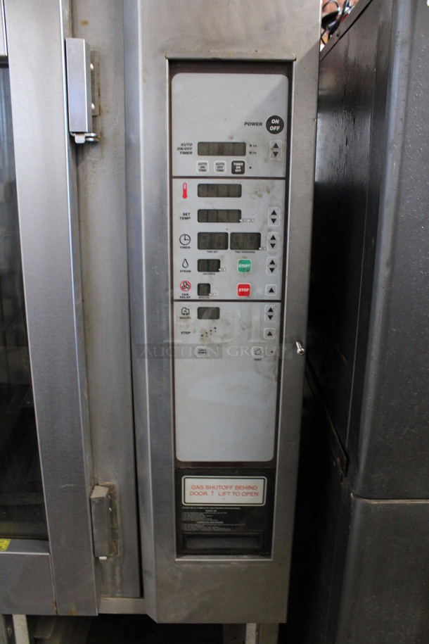 Hobart/Baxter Stainless Steel Commercial Natural Gas Powered Mini Rotating Rack Oven w/ Lower Double Pan Rack on Commercial Casters. 48x35x75 - Image 3 of 8