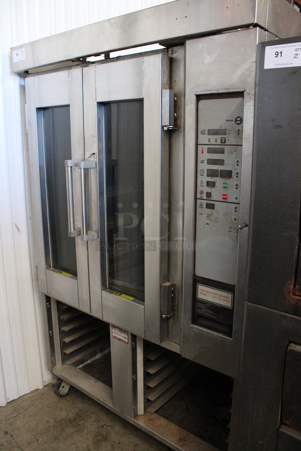 Hobart/Baxter Stainless Steel Commercial Natural Gas Powered Mini Rotating Rack Oven w/ Lower Double Pan Rack on Commercial Casters. 48x35x75 - Image 5 of 8