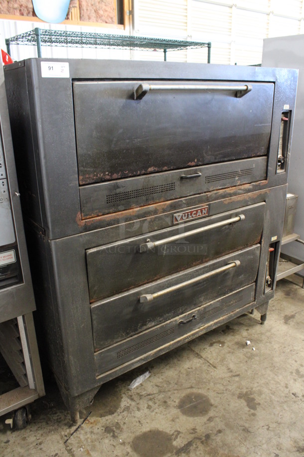 2 Vulcan Metal Commercial Natural Gas Powered Pizza Ovens. Top Model 7016A1 Single Deck and Bottom Model 7019A1 Double Deck. 60.5x40x67. 2 Times Your Bid!