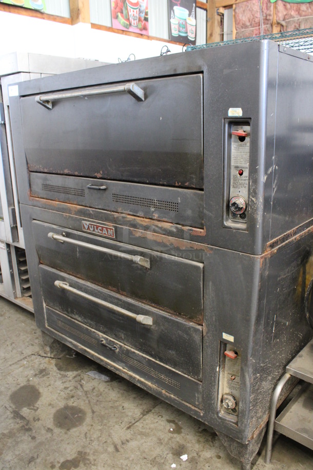 2 Vulcan Metal Commercial Natural Gas Powered Pizza Ovens. Top Model 7016A1 Single Deck and Bottom Model 7019A1 Double Deck. 60.5x40x67. 2 Times Your Bid! - Image 2 of 8