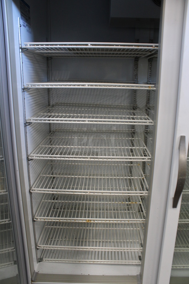 Beverage Air Model CRG74-1 Metal Commercial 3 Door Reach In Cooler Merchandiser w/ Poly Coated Racks. 115 Volts, 1 Phase. 78x32x79.5. Tested and Working! - Image 5 of 6