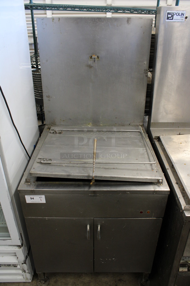 Stainless Steel Commercial Floor Style Natural Gas Powered Donut Fryer. 30x32x66