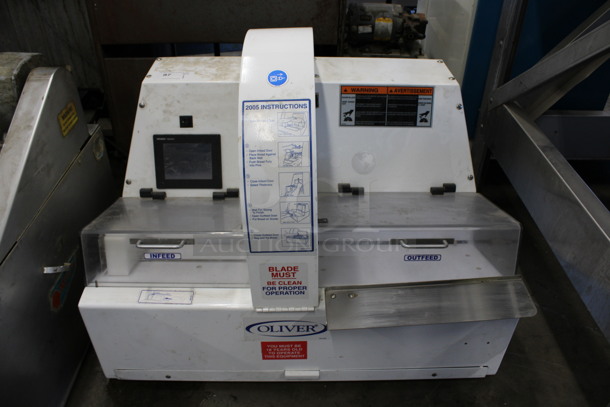 Oliver Model 2005 Metal Commercial Countertop Double Bread Loaf Slicer. 115 Volts, 1 Phase. 36x24x30. Tested and Working!
