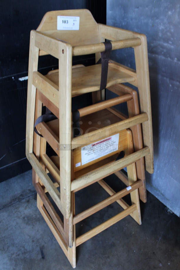 3 Wood Pattern High Chairs. 20x20x29. 3 Times Your Bid! - Image 2 of 3