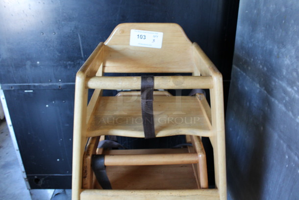 3 Wood Pattern High Chairs. 20x20x29. 3 Times Your Bid! - Image 3 of 3