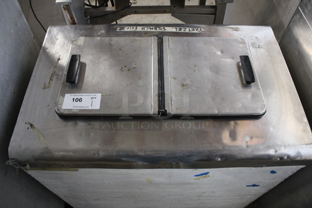 Metal Commercial Floor Style Chest Freezer w/ Center Hinge Lid. 32x21x35. Tested and Powers On But Does Not Get Cold - Image 5 of 5