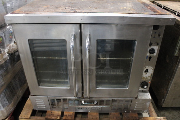 Baker's Pride Stainless Steel Commercial Natural Gas Powered Full Size Convection Oven w/ View Through Doors and Metal Oven Racks. 38x38x32 - Image 1 of 7