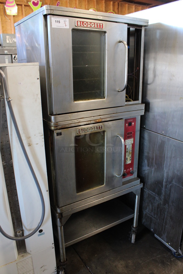 2 Blodgett Model CTB-1 Stainless Steel Commercial Electric Powered Half Size Convection Ovens w/ View Through Door and Metal Oven Racks on Commercial Casters. Missing Top Control Panel. 220-240 Volts, 3 Phase. 32x27x74. 2 Times Your Bid!