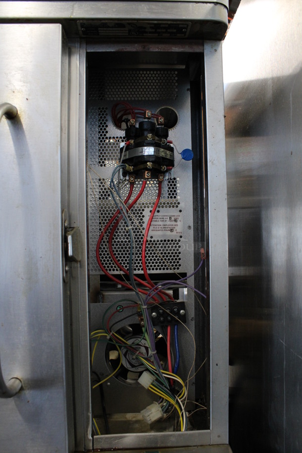 2 Blodgett Model CTB-1 Stainless Steel Commercial Electric Powered Half Size Convection Ovens w/ View Through Door and Metal Oven Racks on Commercial Casters. Missing Top Control Panel. 220-240 Volts, 3 Phase. 32x27x74. 2 Times Your Bid! - Image 3 of 10