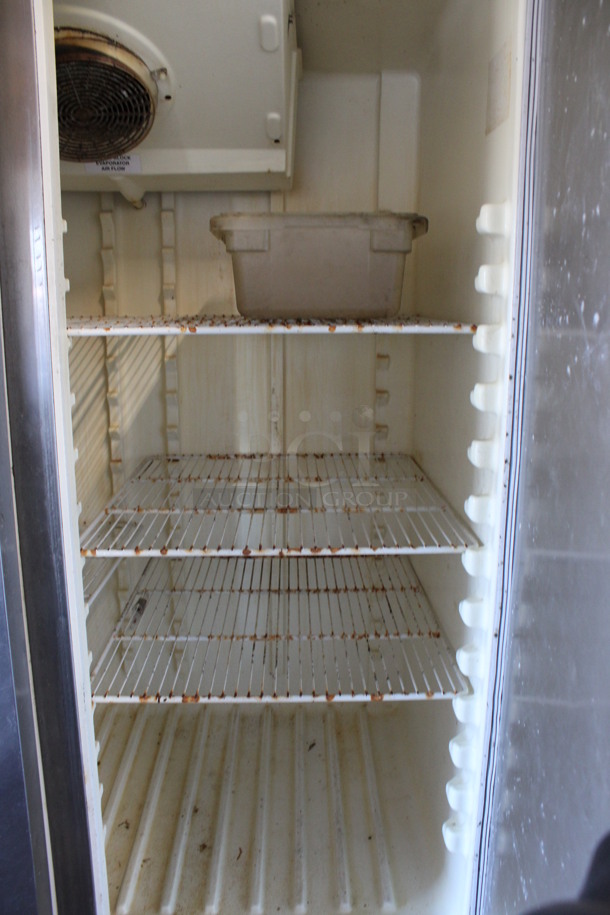 Delfield Stainless Steel Commercial 2 Door Reach In Cooler w/ Poly Coated Racks on Commercial Casters. 50.5x34x79. Tested and Powers On But Does Not Get Cold - Image 5 of 6