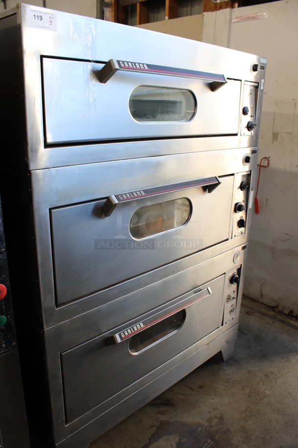 3 Garland Model 2155 Stainless Steel Commercial Electric Powered Single Deck Pizza Ovens. 480 Volts, 3 Phase. 55x36x76. 3 Times Your Bid! - Image 1 of 7