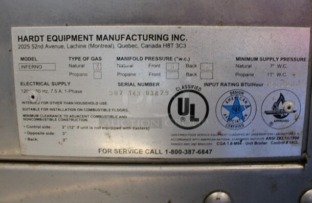 Hardt Model Inferno Stainless Steel Commercial Natural Gas Powered 7 Spit Rotisserie Oven on Commercial Casters. 150,000 BTU. 58x41x77 - Image 7 of 7
