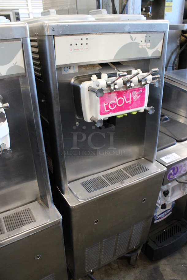 Taylor Model 794-33 Stainless Steel Commercial Floor Style Water Cooled 2 Flavor w/ Twist Soft Serve Ice Cream Machine on Commercial Casters. 208-230 Volts, 3 Phase. 20x34x59 - Image 4 of 7