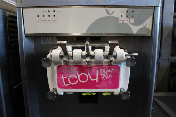 Taylor Model 794-33 Stainless Steel Commercial Floor Style Water Cooled 2 Flavor w/ Twist Soft Serve Ice Cream Machine on Commercial Casters. 208-230 Volts, 3 Phase. 20x34x59 - Image 5 of 7