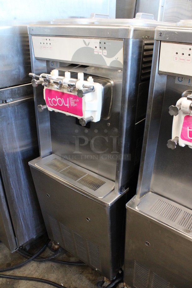 Taylor Model 794-33 Stainless Steel Commercial Floor Style Water Cooled 2 Flavor w/ Twist Soft Serve Ice Cream Machine on Commercial Casters. 208-230 Volts, 3 Phase. 20x34x59 - Image 3 of 6