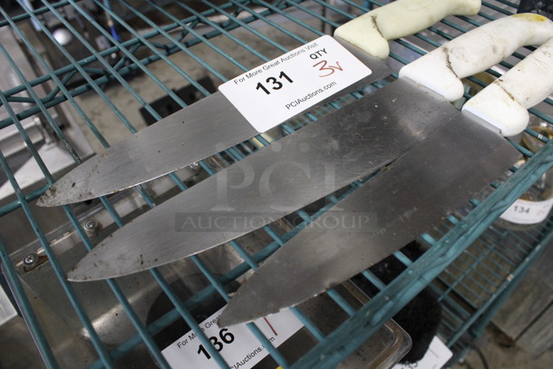 3 Stainless Steel Chef Knives. Includes 15.5". 3 Times Your Bid! - Image 2 of 2