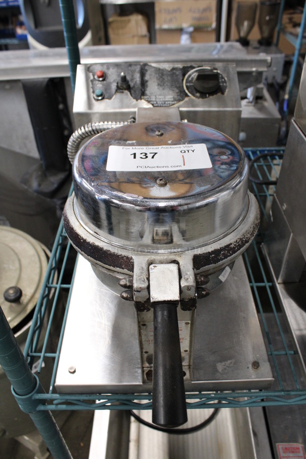 Stainless Steel Commercial Countertop Waffle Cone Press. 10x19x11. Tested and Does Not Power On - Image 1 of 4
