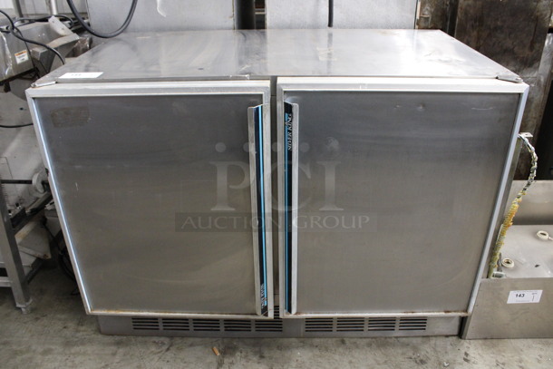 Silver King Model SKRB48 Stainless Steel Commercial 2 Door Undercounter Cooler. 115 Volts, 1 Phase. 47x28x34. Tested and Powers On But Does Not Get Cold