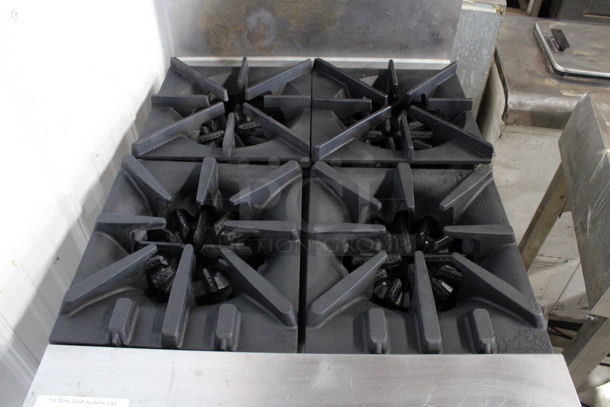 Garland Stainless Steel Commercial Natural Gas Powered 4 Burner Range w/ Oven and Backsplash on Commercial Casters. 24x35x57 - Image 3 of 5