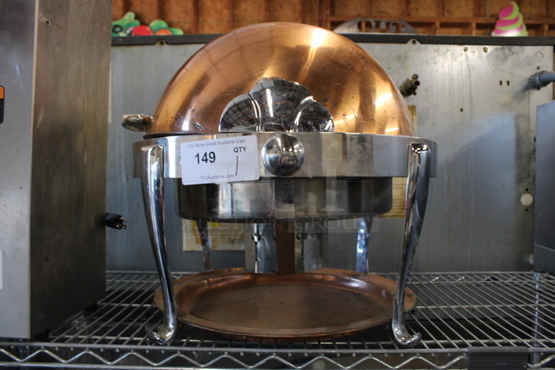 Metal Copper Colored Countertop Chafing Dish w/ Rolling Lid. 20x20x18 - Image 1 of 4