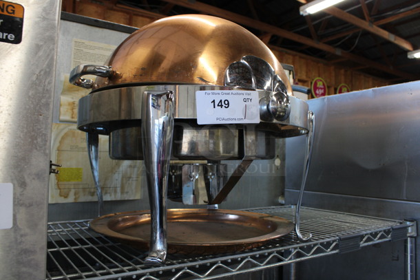 Metal Copper Colored Countertop Chafing Dish w/ Rolling Lid. 20x20x18 - Image 2 of 4