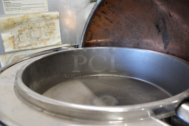 Metal Copper Colored Countertop Chafing Dish w/ Rolling Lid. 20x20x18 - Image 4 of 4