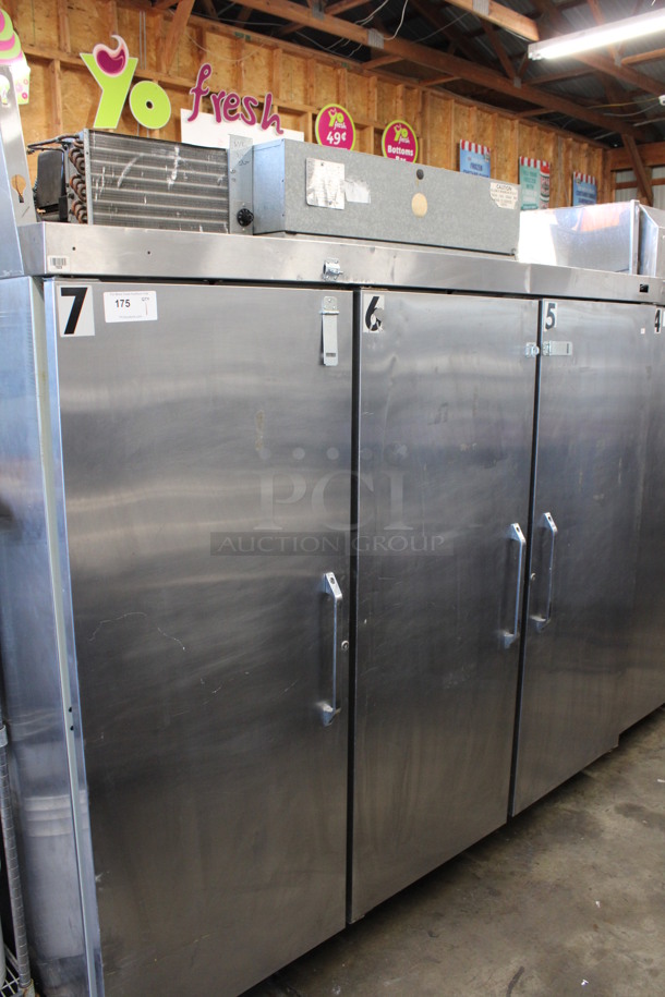Hobart Model Q3-5 Stainless Steel Commercial 3 Door Reach In Cooler. 120/208-240 Volts, 1 Phase. 82.5x34x83