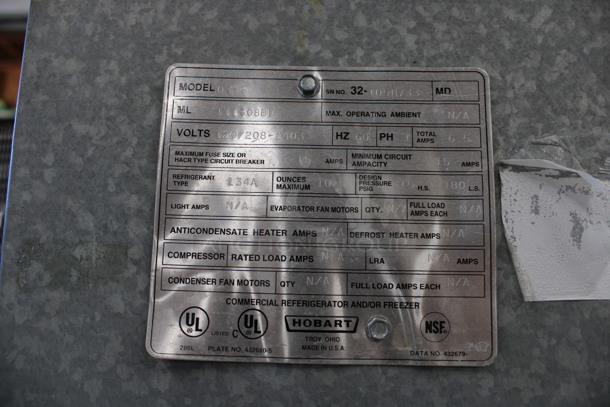 Hobart Model Q3-5 Stainless Steel Commercial 3 Door Reach In Cooler. 120/208-240 Volts, 1 Phase. 82.5x34x83 - Image 8 of 9