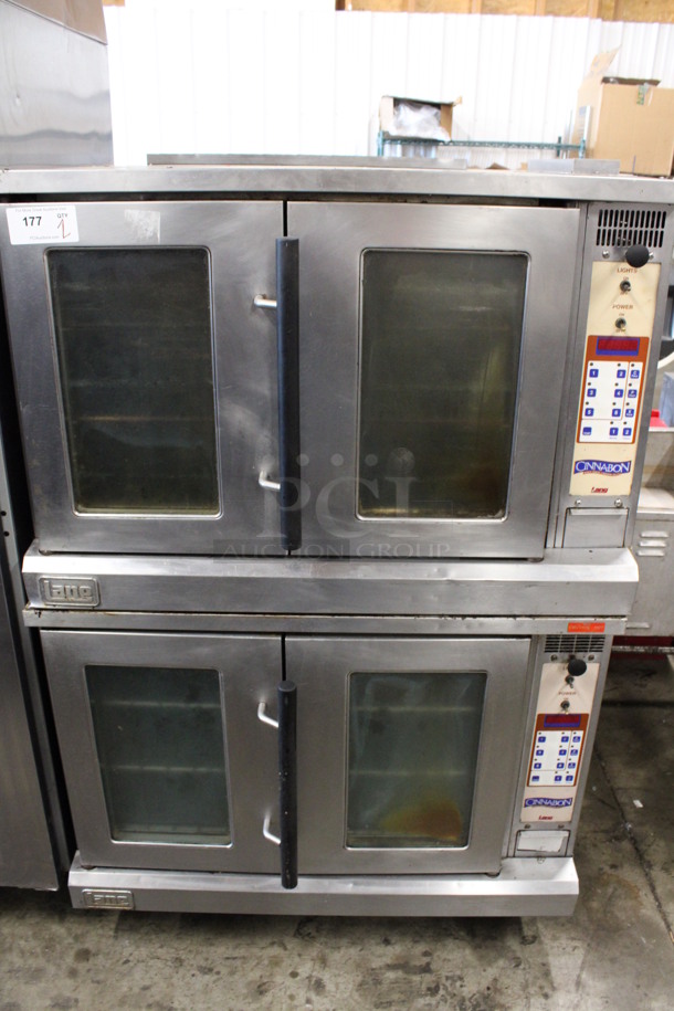 2 Lang Stainless Steel Commercial Electric Powered Full Size Convection Oven w/ View Through Doors and Metal Oven Racks. 220-480 Volts, 3 Phase. 40x39x62. 2 Times Your Bid!