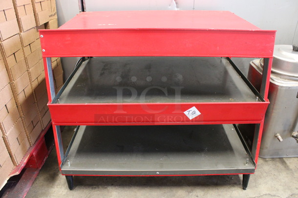 Red Metal Commercial Countertop 2 Tier Warming Display Merchandiser. 208 Volts, 1 Phase. 36x25x29