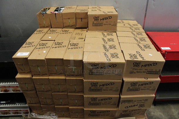 ALL ONE MONEY! PALLET LOT of 111 Boxes of Chex Mix Max'd Spicy Dill! - Image 1 of 4