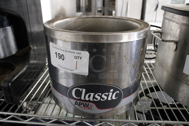 APW Wyott Model RW-11 Stainless Steel Commercial Countertop Soup Kettle Food Warmer. 120 Volts, 1 Phase. 10.5x10.5x8.5. Tested and Working! - Image 1 of 4