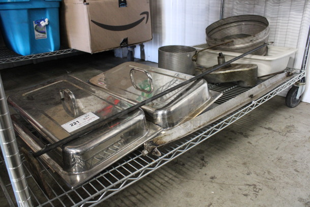 ALL ONE MONEY! Lot of Various Metal Items Including 4 Lids, Sauce Pot and Hub! - Image 1 of 4