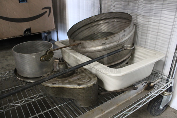 ALL ONE MONEY! Lot of Various Metal Items Including 4 Lids, Sauce Pot and Hub! - Image 3 of 4