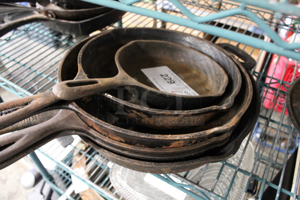 6 Various Cast Iron Skillets. Includes 21x13x3. 6 Times Your Bid! - Image 2 of 3