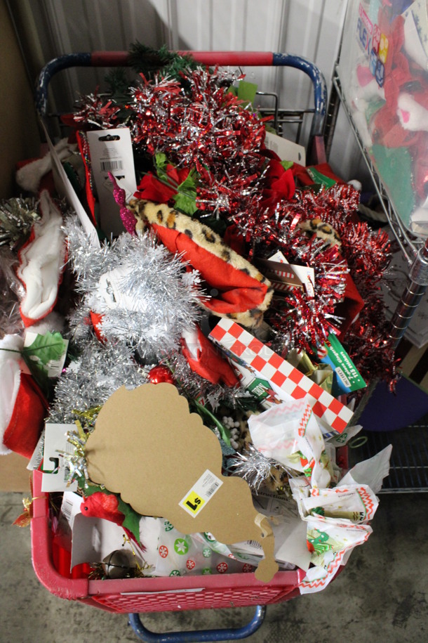 ALL ONE MONEY! Shopping Cart Full of Various Christmas Decorations Including Garland! Some Items Are Brand New. - Image 2 of 4