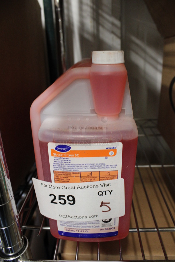 5 Diversey AccuMix Stride Citrus SC Neutral Cleaner Bottles. 4.5x3.5x8.5. 5 Times Your Bid! - Image 1 of 3