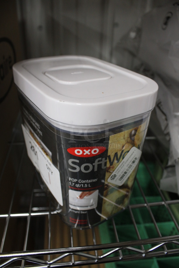 BRAND NEW! Oxo Clear and White Poly Container. 4.5x6.5x6.5 - Image 1 of 3