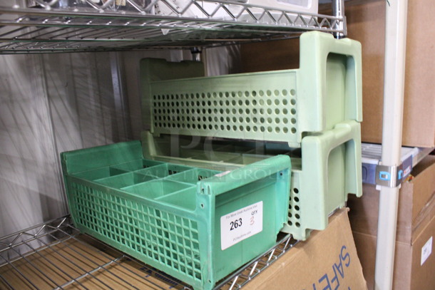 ALL ONE MONEY! Lot of Green Poly Silverware Caddies! 7.5x17.5x7 - Image 3 of 3