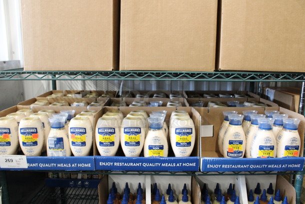 ALL ONE MONEY! Lot of 9 Boxes of Hellman's Real Mayonnaise Bottles! 