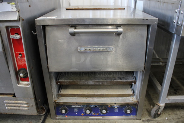 Baker's Pride Model P-44S Stainless Steel Commercial Countertop Electric Powered 2 Deck Pizza Oven. 208 Volts, 1 Phase. 26x28x29 - Image 1 of 9
