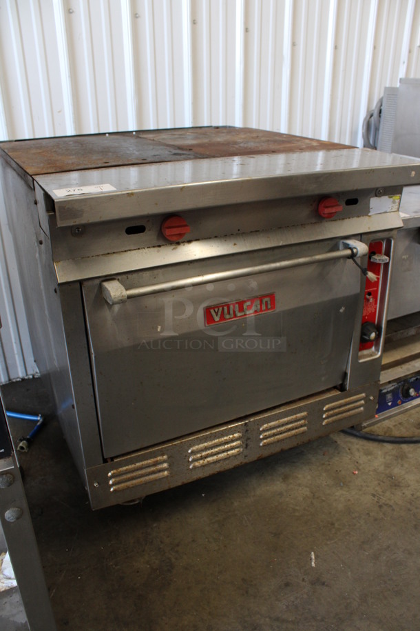 Vulcan Stainless Steel Commercial Natural Gas Powered Flat Top Griddle w/ Oven on Commercial Casters. 34x39x36 - Image 4 of 7
