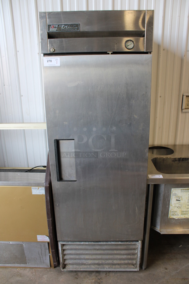 True Model T-23 Stainless Steel Commercial Single Door Reach In Cooler. 115 Volts, 1 Phase. 27x30x79. Tested and Working! - Image 1 of 6
