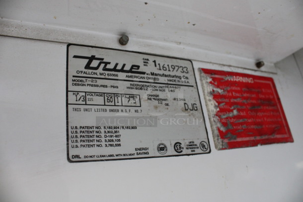True Model T-23 Stainless Steel Commercial Single Door Reach In Cooler. 115 Volts, 1 Phase. 27x30x79. Tested and Working! - Image 6 of 6