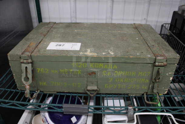 Wooden Box w/ Metal Box Inside. 20x12x6 - Image 1 of 4